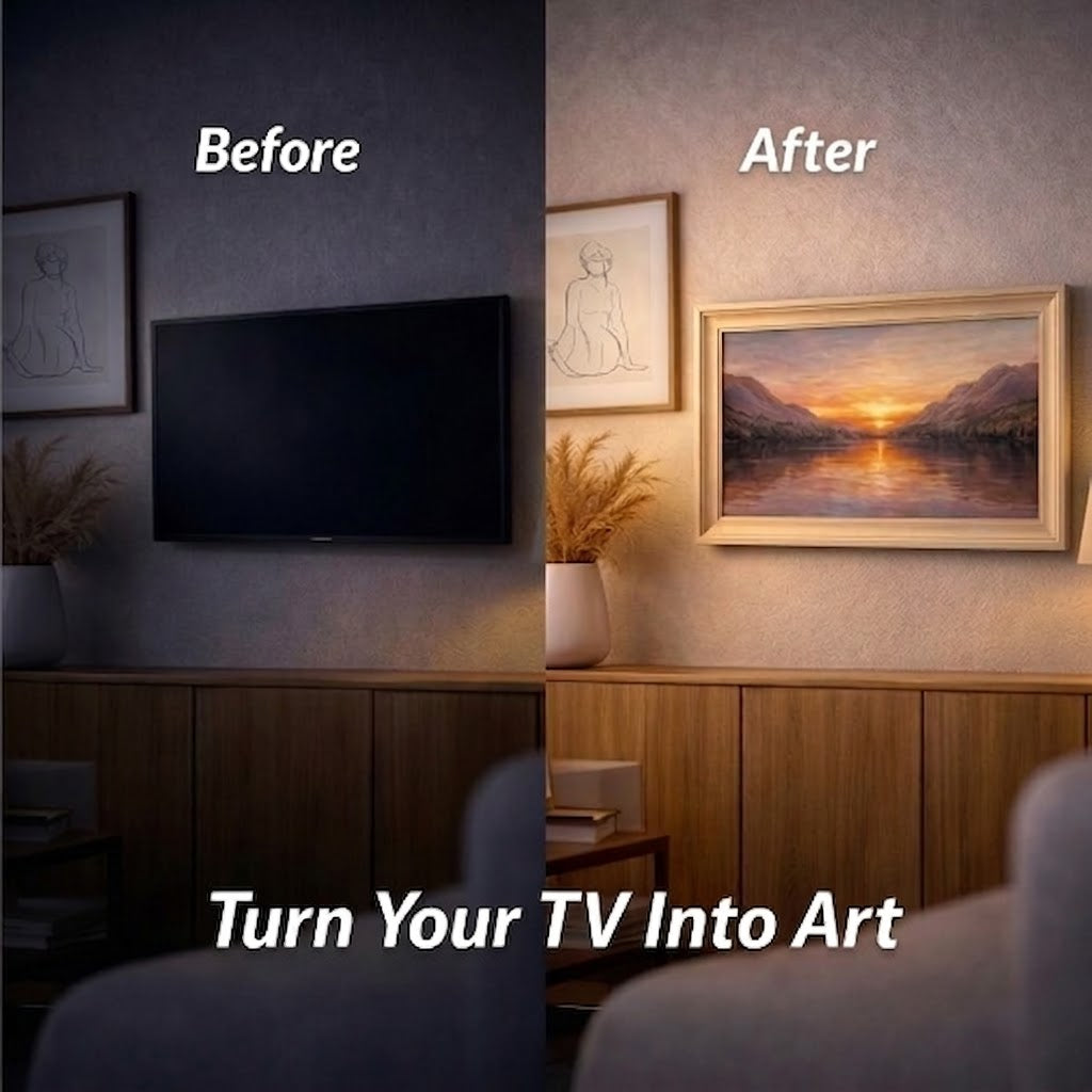 Frame tv frame | Light Oak TV Frame | Custom Size TV Frame | Modern Wall Art TV Decor | U4506NV