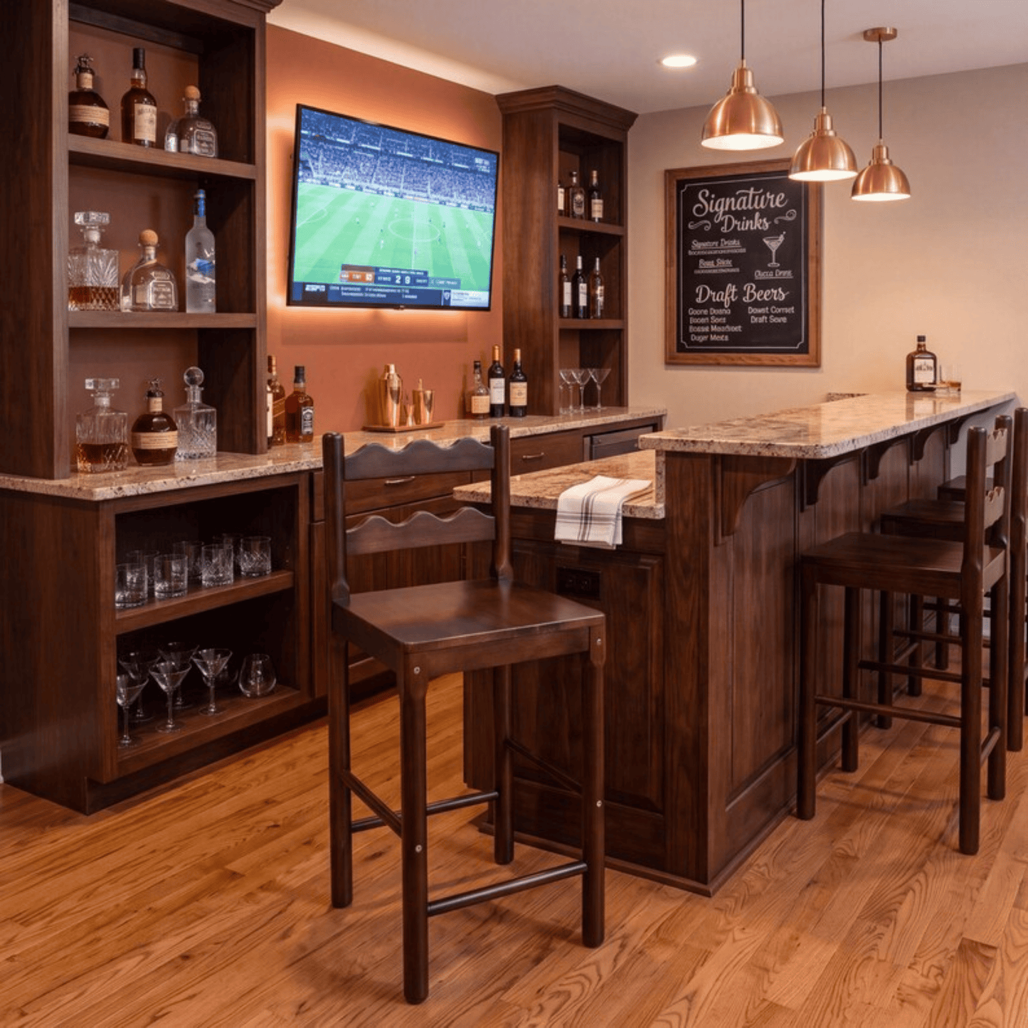 Tarang bar stools made from oak wood: Rustic brown color