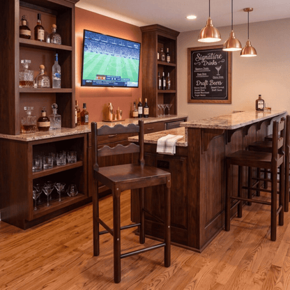 Tarang bar stools made from oak wood: Rustic brown color