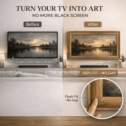 Modern Wood Look TV Frame, Minimalist TV Decor, Transform TV Into Art Frame