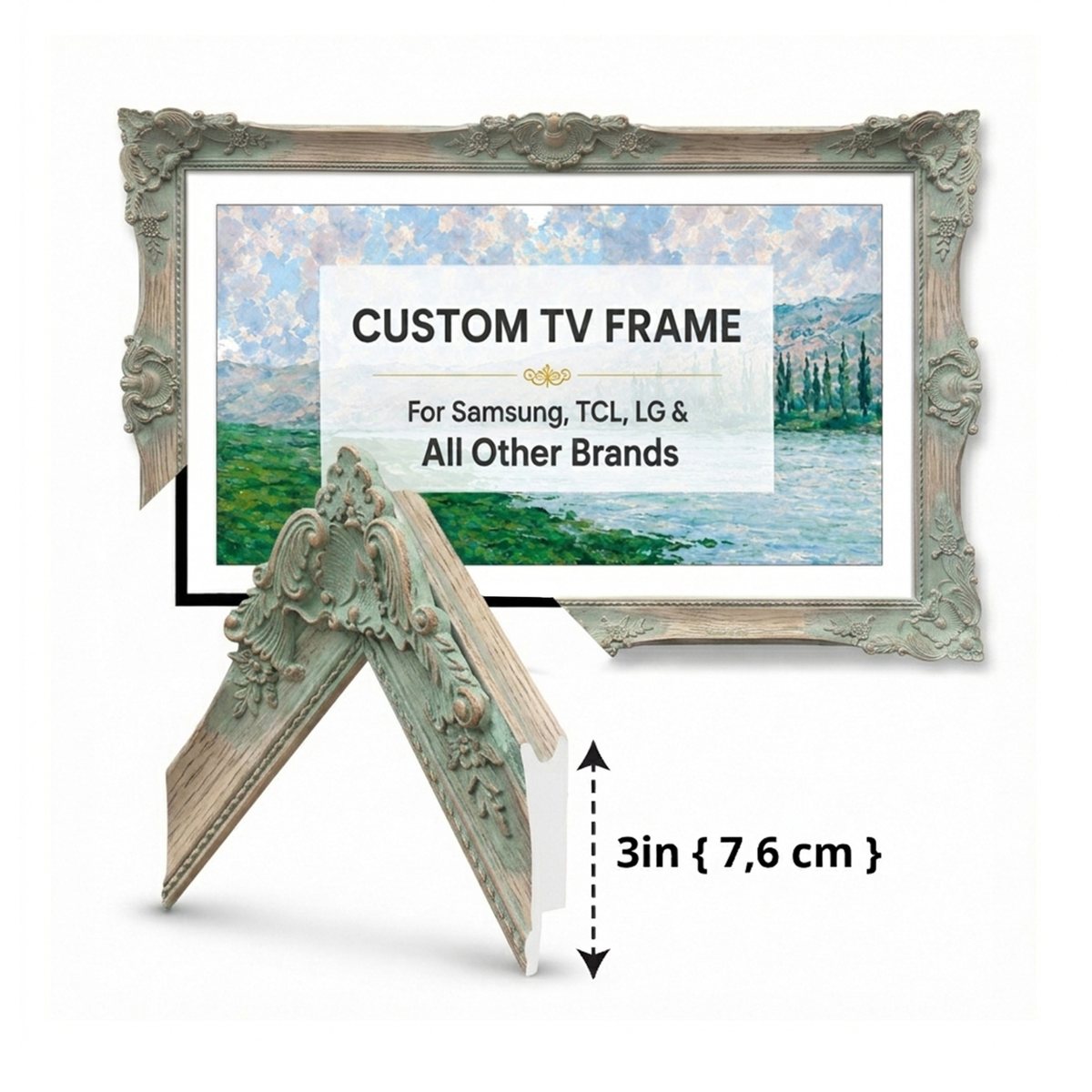Distressed Pale Teal Blue TV Frame