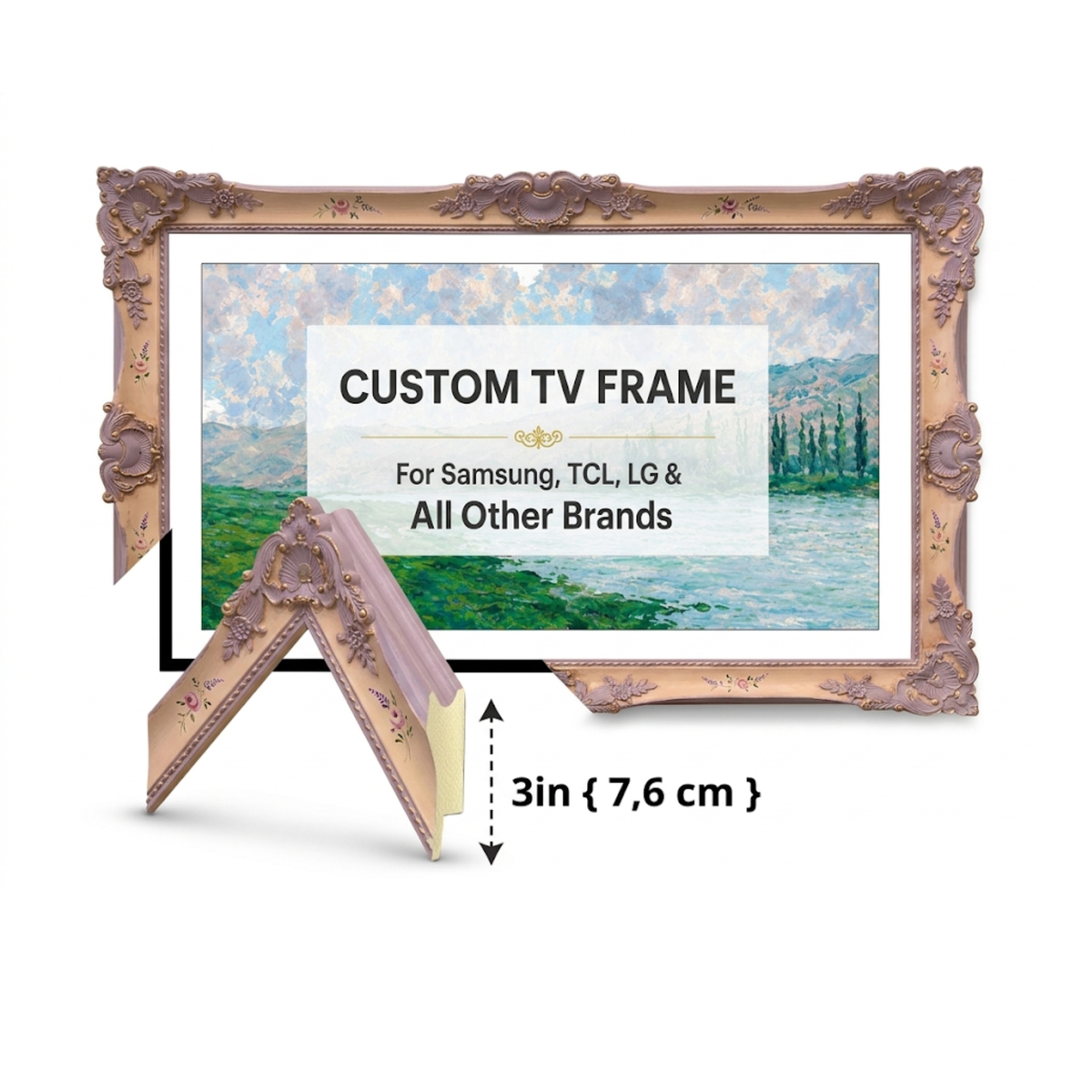 Lavender Pink Floral Ornate TV Frame