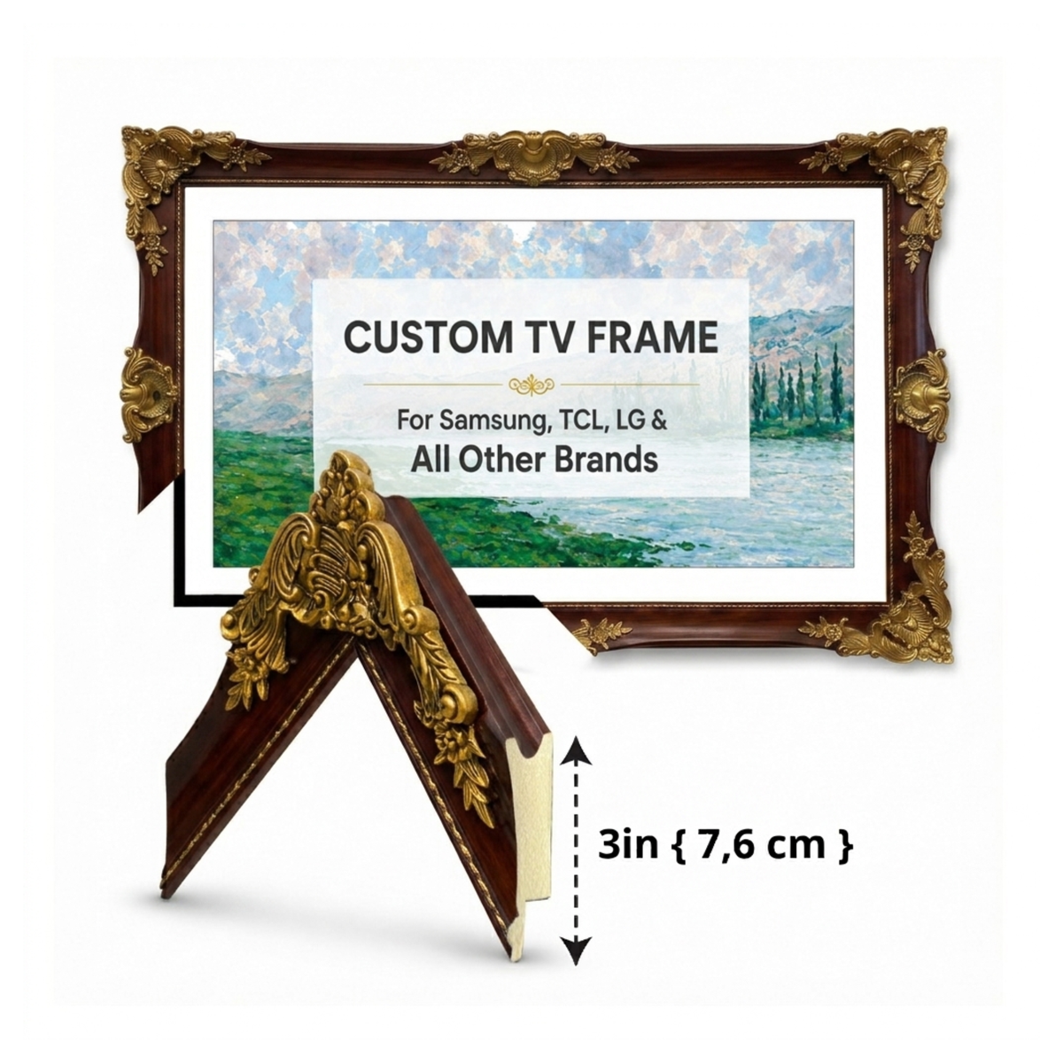 Deep Espresso Brown & Antique Gold TV Frame