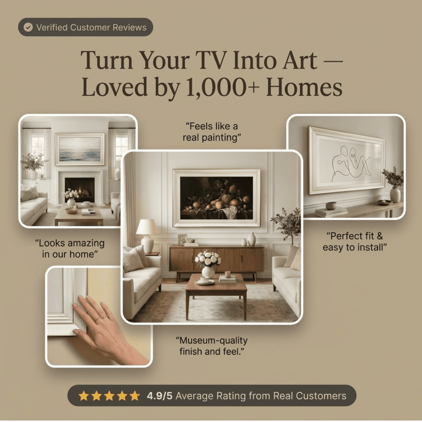 Custom frame for TCL TV | elegant wooden bezel for tcl NextFrame | decorative TV cover | handmade tv frame art (Bản sao)