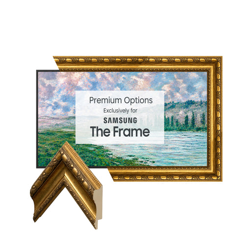 Antique Gold Prestige Frame for Samsung TV, Baroque Carved PS Composite (Customizable) U0805NV