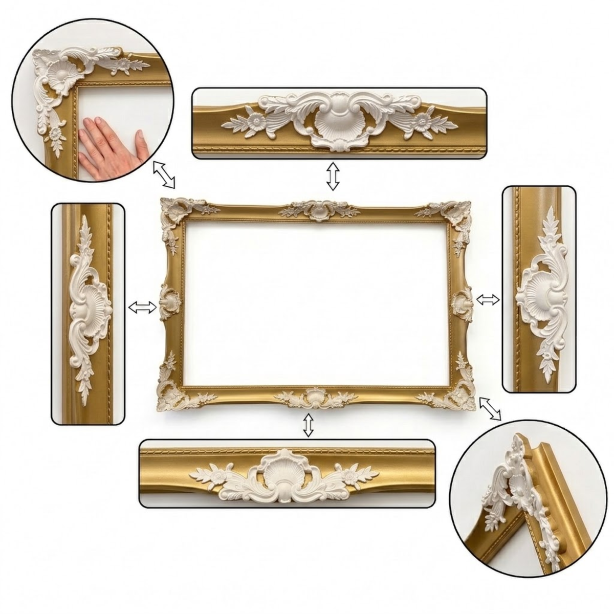 Antique Gold & White Ornate TV Frame