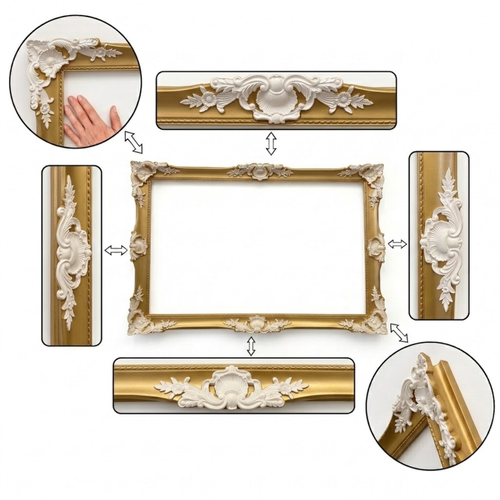 Antique Gold & White Ornate TV Frame