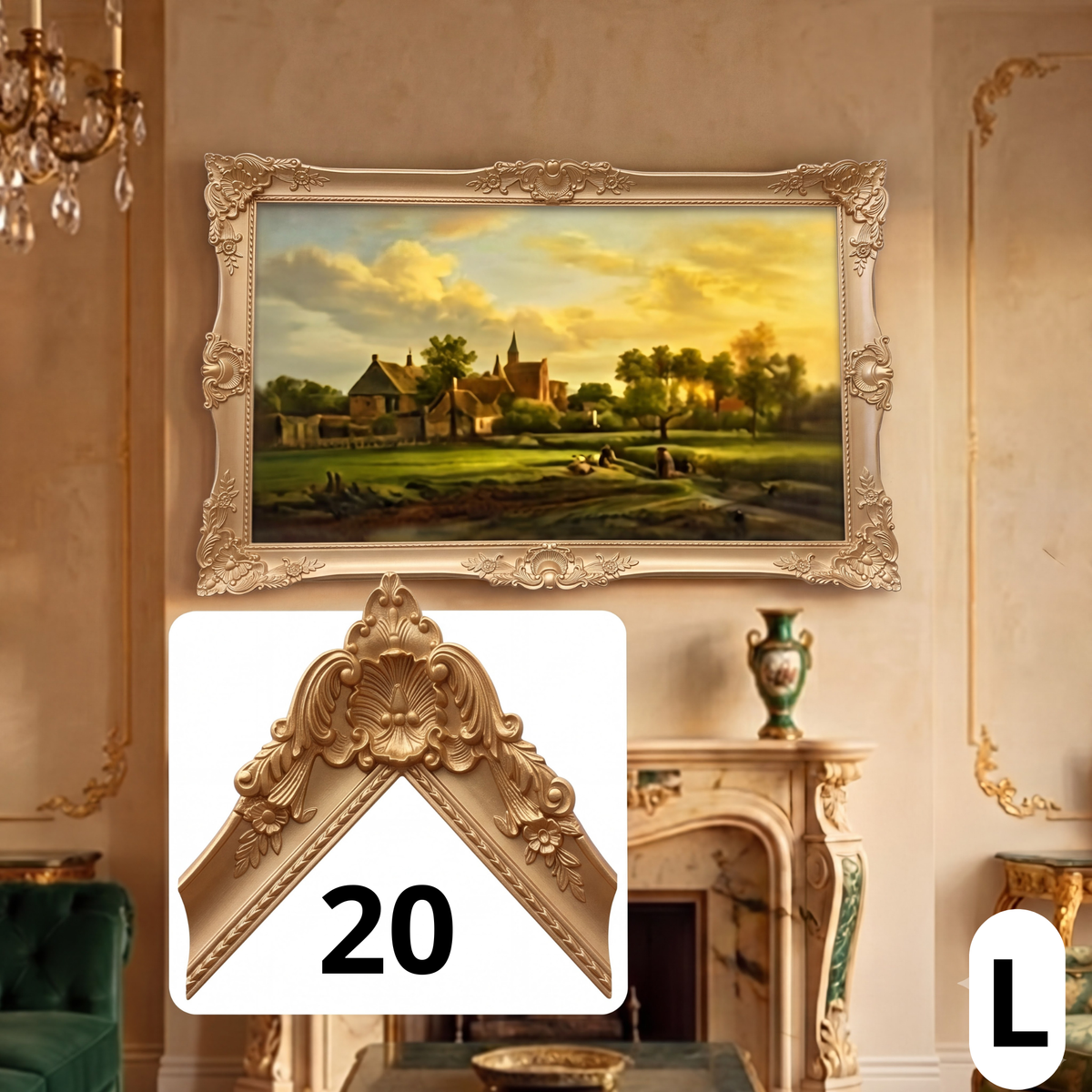 Matte Sage Green Ornate TV Frame