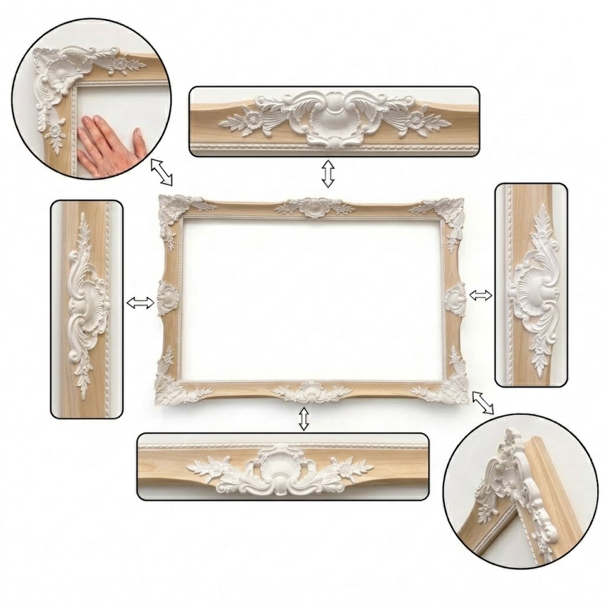 Blonde Beige and White Ornate TV Frame
