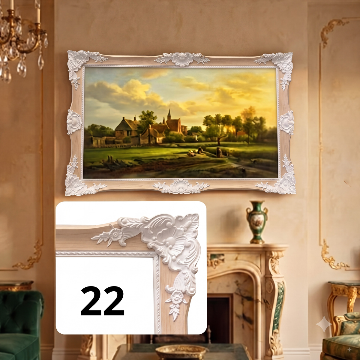 Matte Sage Green Ornate TV Frame