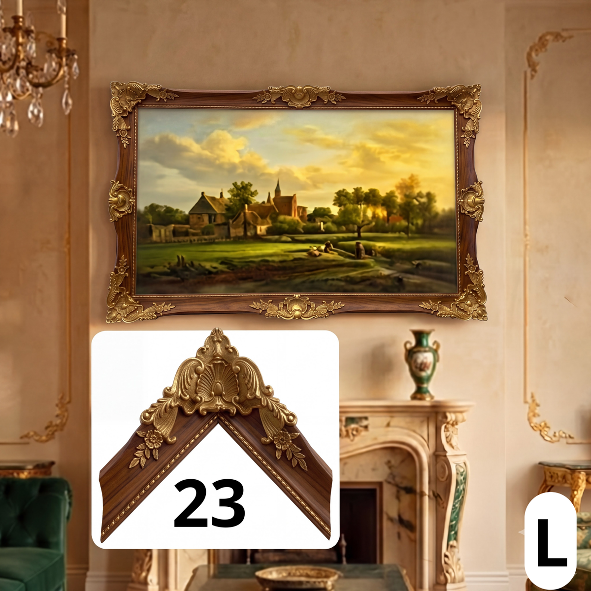 Matte Sage Green Ornate TV Frame