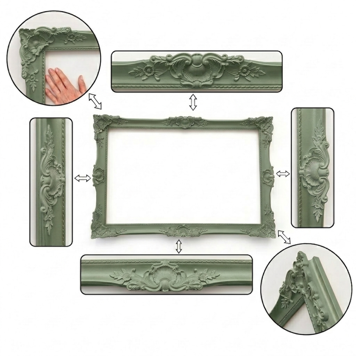 Matte Sage Green Ornate TV Frame