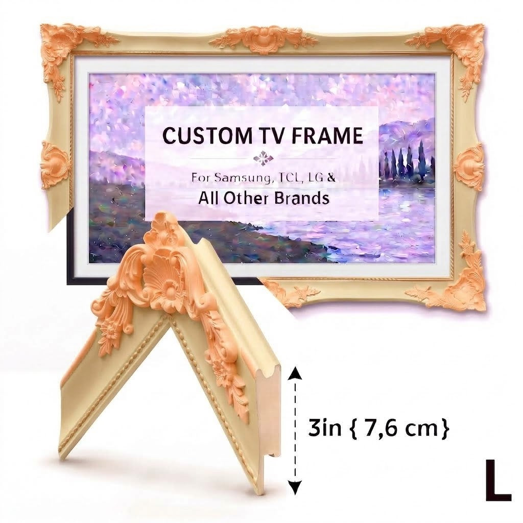 Traditional Ornamental TV Frame Cover – Custom Sizes & Colors for Any TV Brand