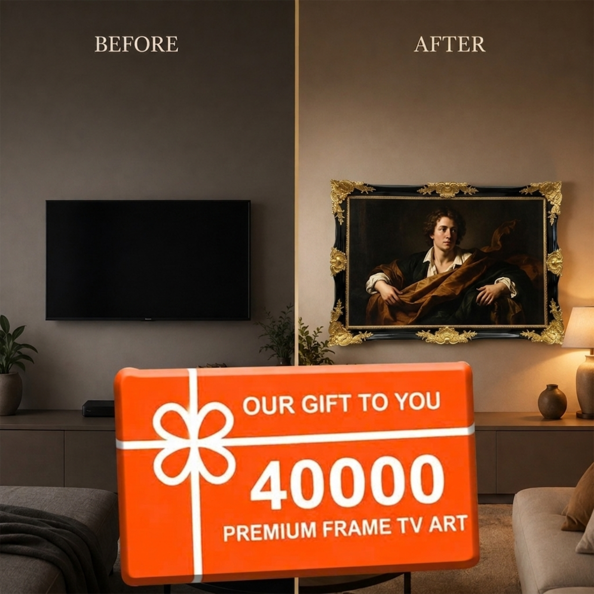 Black Gold Ornate TV Frame, Baroque TV Bezel, Custom Decorative TV Frame, Elegant Home Decor