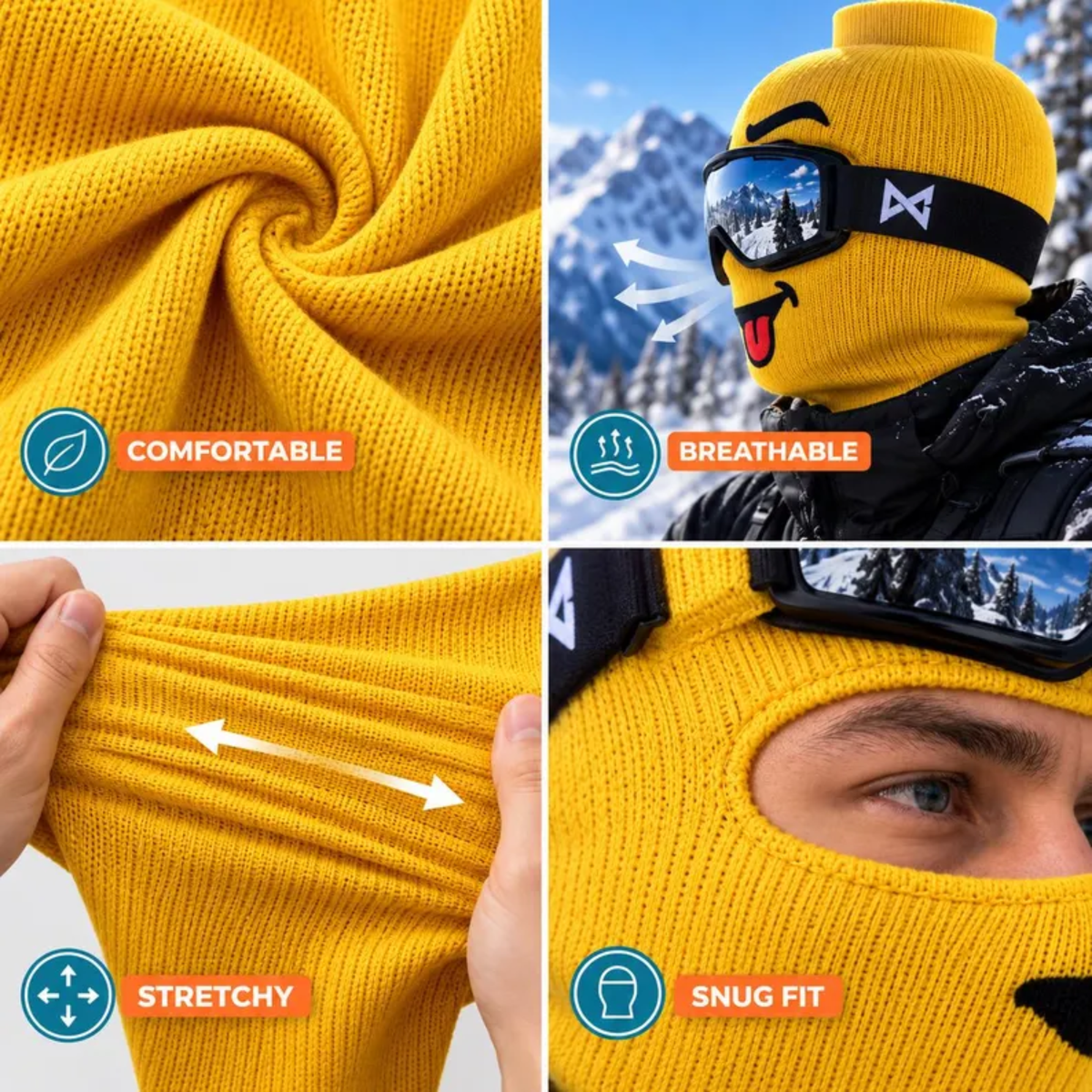 Funny Yellow Head Ski Mask