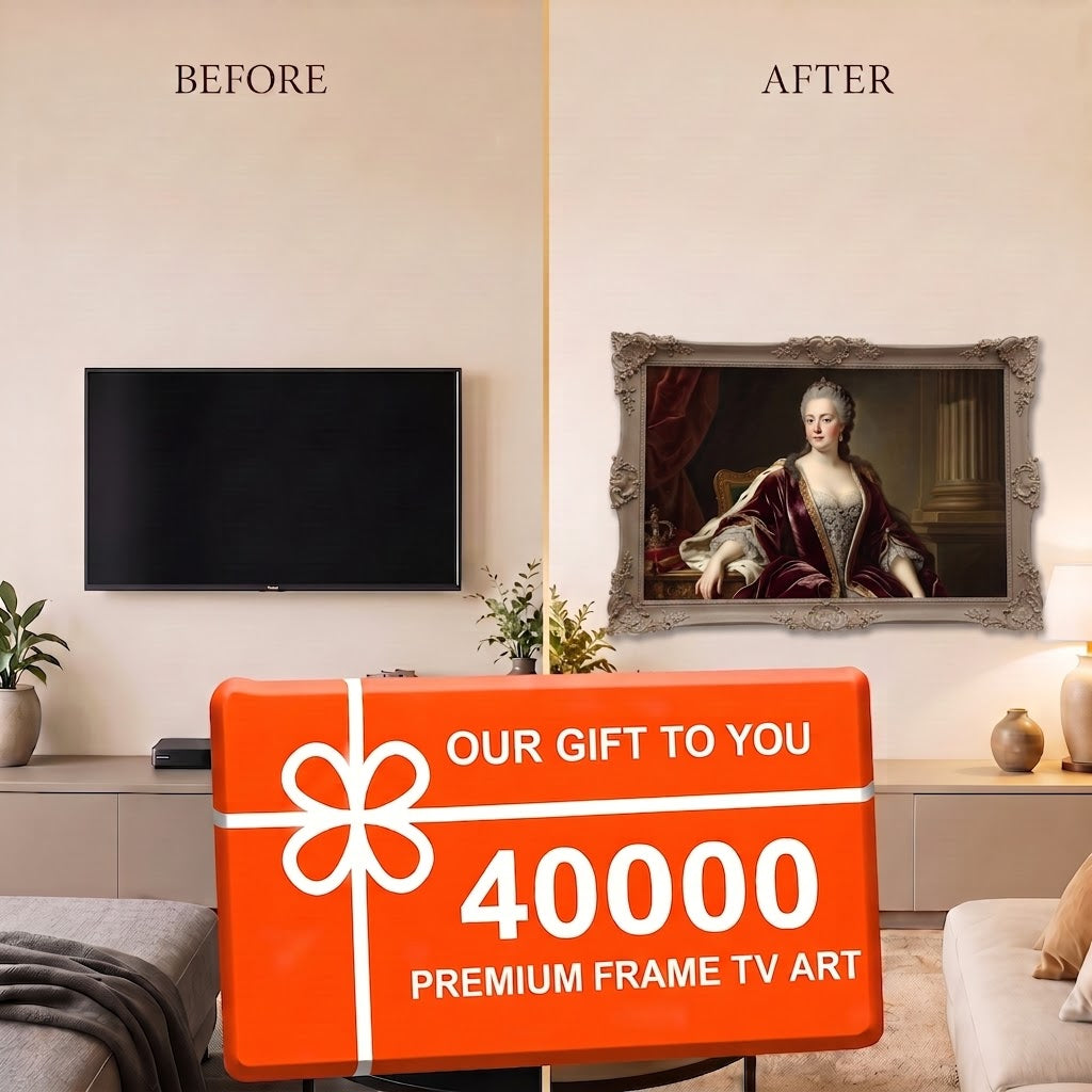 Vintage Taupe TV Frame for Samsung Frame & All TV Brands (LG, TCL, Roku), Luxurious Carved Baroque & French Country Style