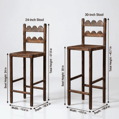 Tarang bar stools made from oak wood: Rustic brown color
