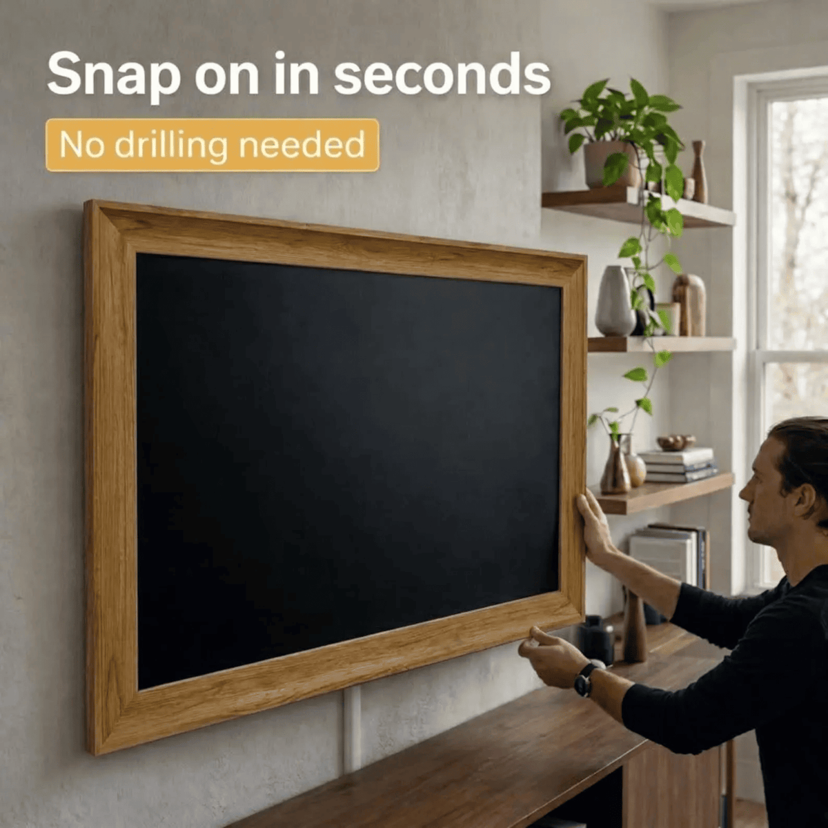 Modern Wood Look TV Frame, Minimalist TV Decor, Transform TV Into Art Frame