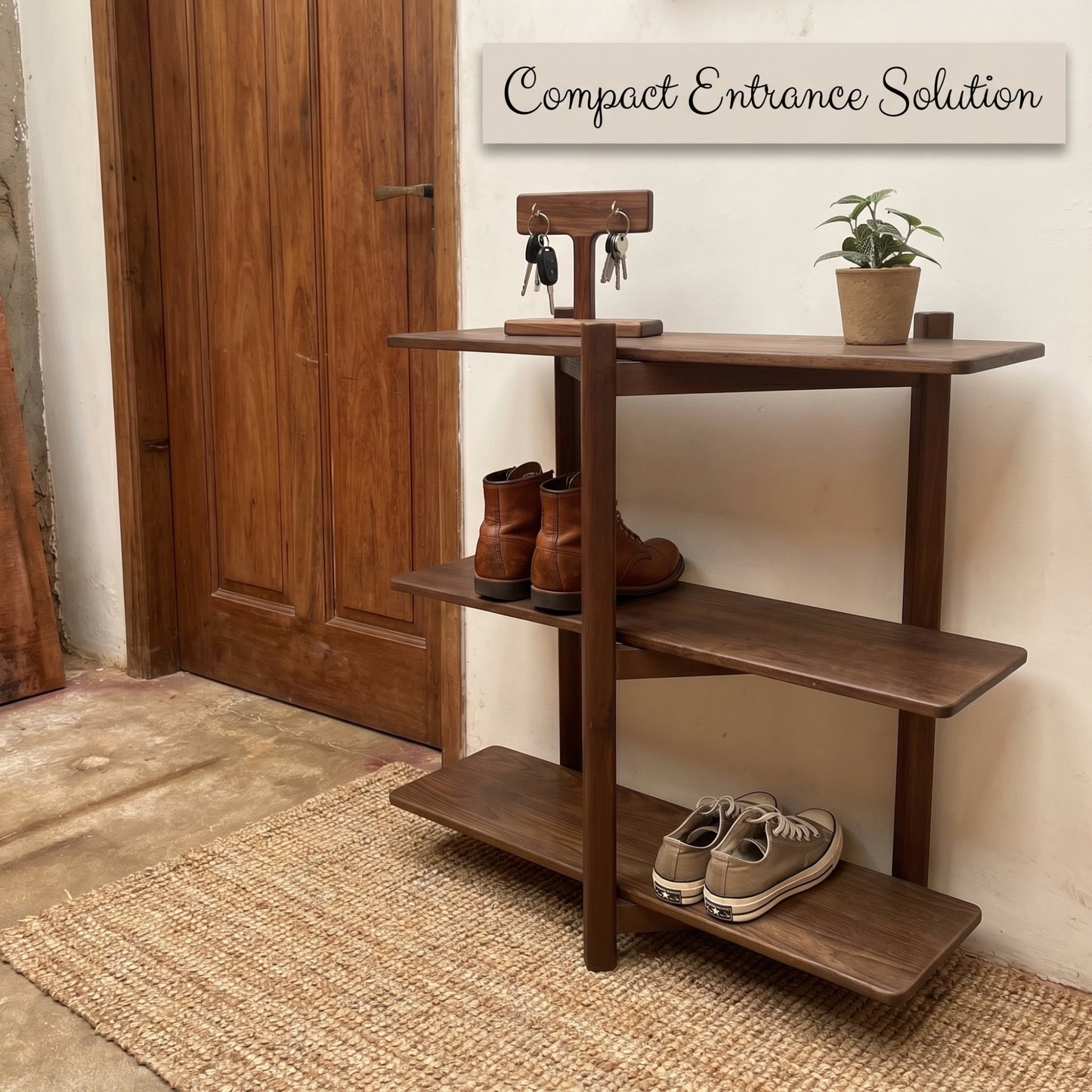 Solid Wood Display Console, Minimalist Storage Rack, Entryway Table, Living Room Organizer, Handmade Furniture L0202NZ