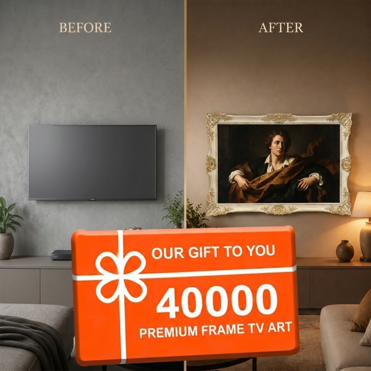 Ivory Gold Ornate TV Frame, Baroque TV Frame, Decorative TV Bezel, Custom TV Frame, Elegant Vintage TV Decor