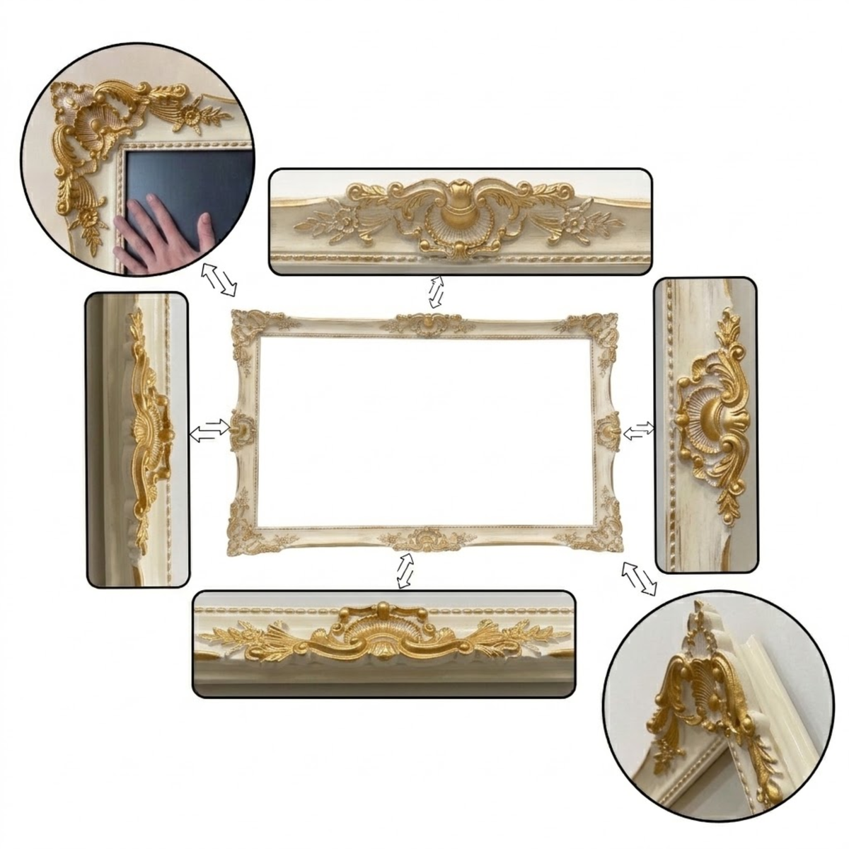 Ivory Gold Ornate TV Frame, Baroque TV Frame, Decorative TV Bezel, Custom TV Frame, Elegant Vintage TV Decor