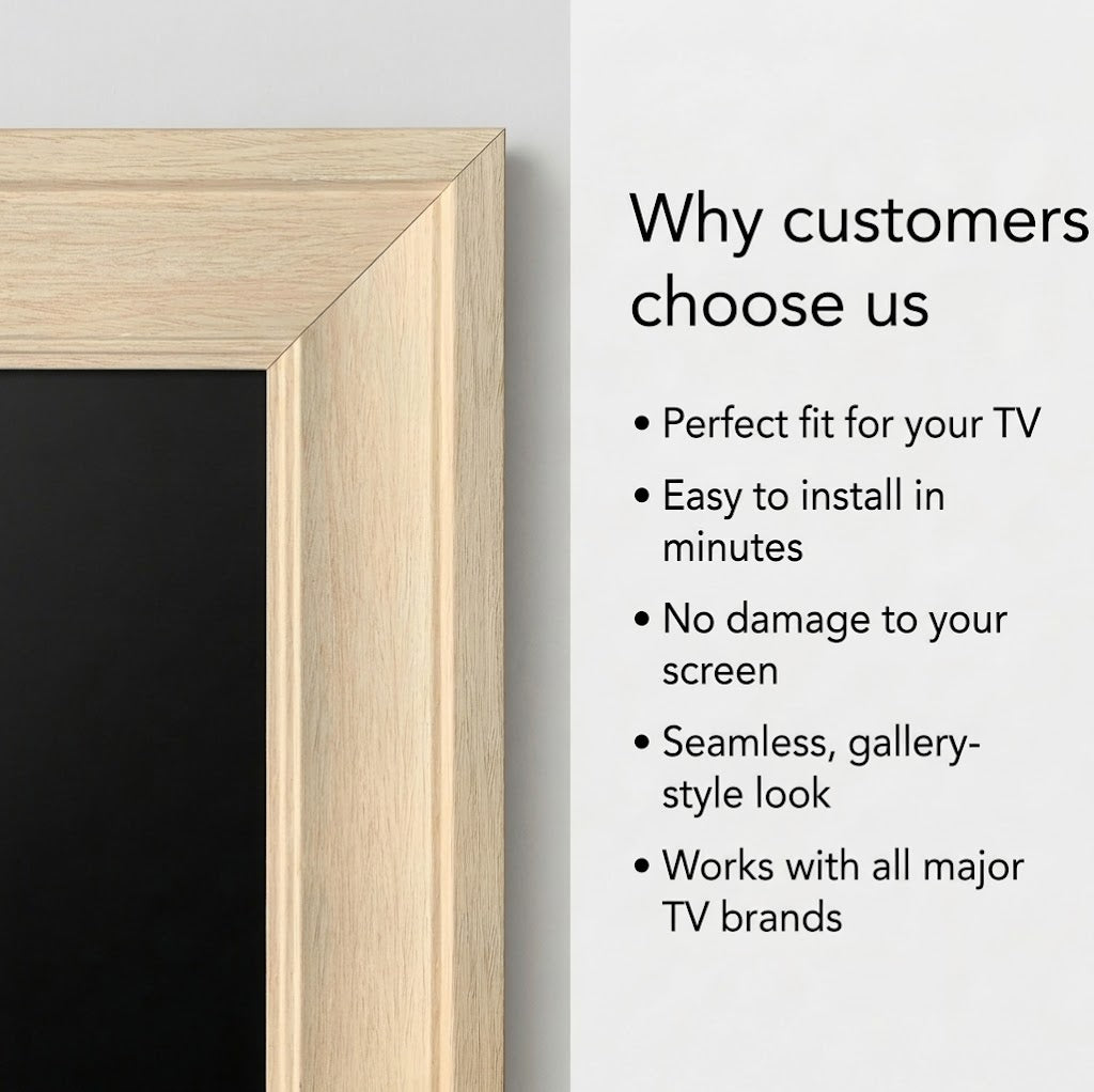 Frame tv frame | Light Oak TV Frame | Custom Size TV Frame | Modern Wall Art TV Decor | U4506NV