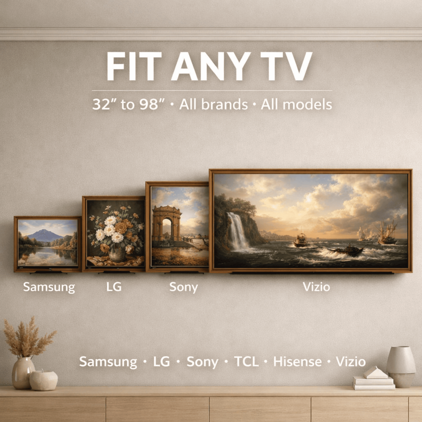 Custom frame for TCL TV | elegant wooden bezel for tcl NextFrame | decorative TV cover | handmade tv frame art (Bản sao)