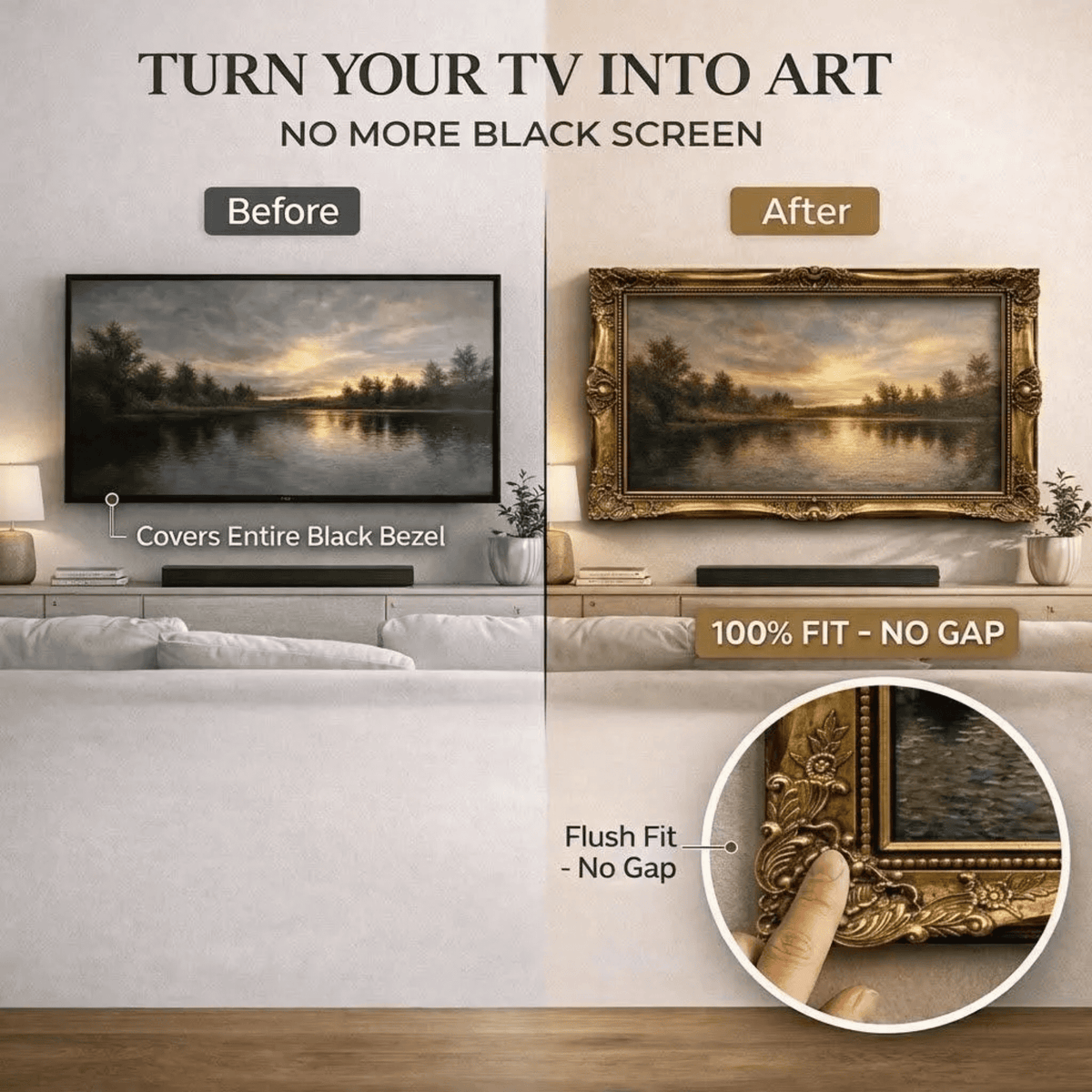 Antique Style Living Room Decor |Ornate Gold TV Frame U88881NV