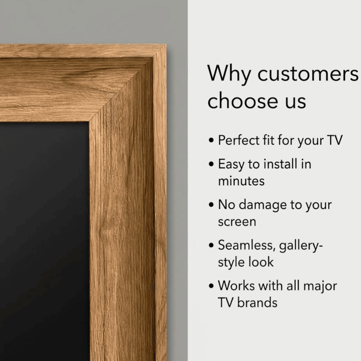 Modern Wood Look TV Frame, Minimalist TV Decor, Transform TV Into Art Frame