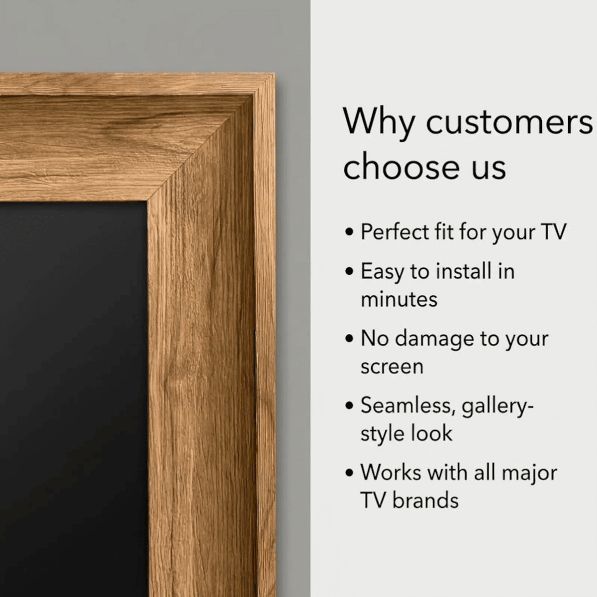 Modern Wood Look TV Frame, Minimalist TV Decor, Transform TV Into Art Frame