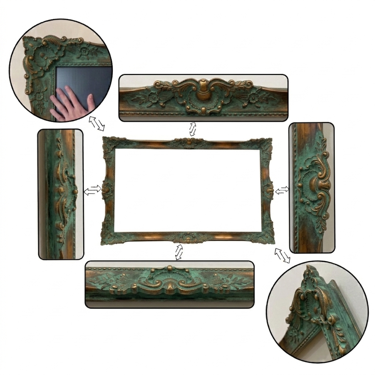 Verdigris Green Ornate TV Frame,