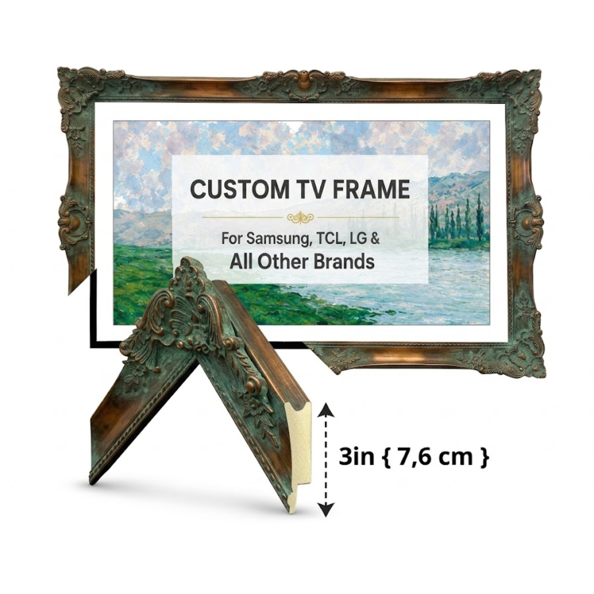 Verdigris Green Ornate TV Frame,