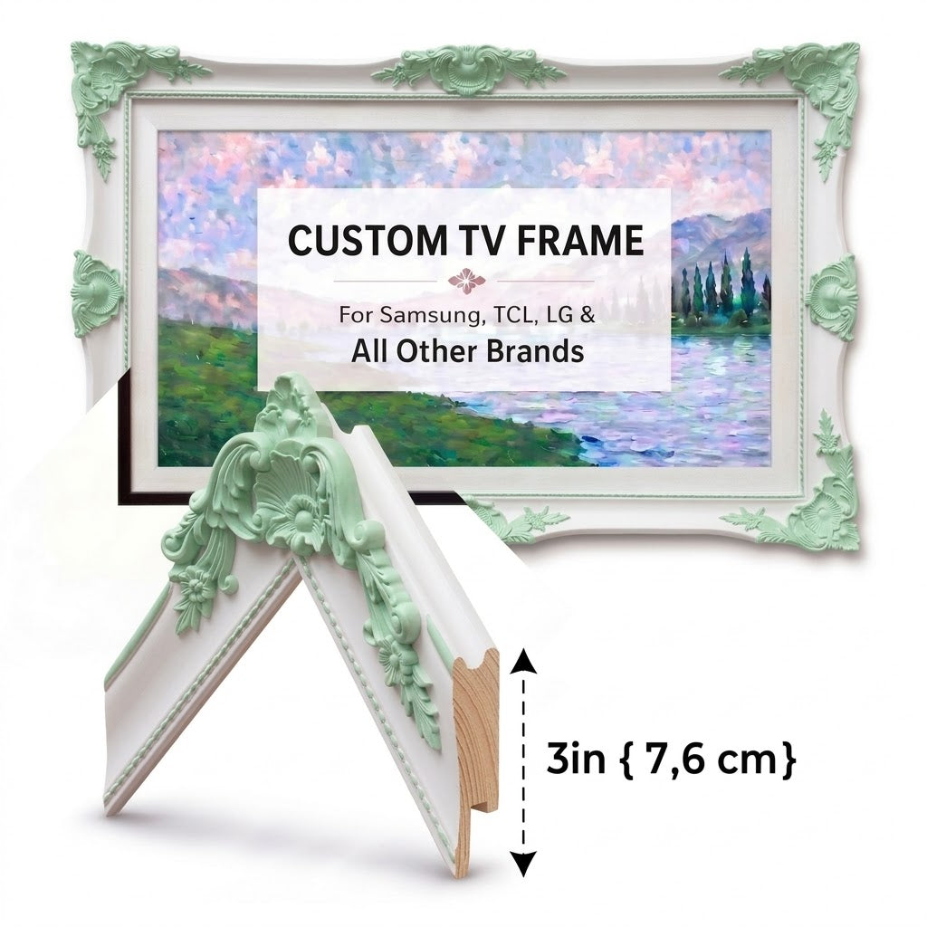 Classic Ornate TV Frame for All Major TV Brands – Custom Colors & Sizes