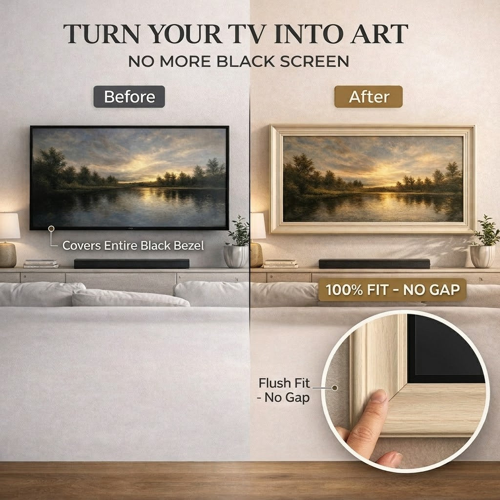 Frame tv frame | Light Oak TV Frame | Custom Size TV Frame | Modern Wall Art TV Decor | U4506NV