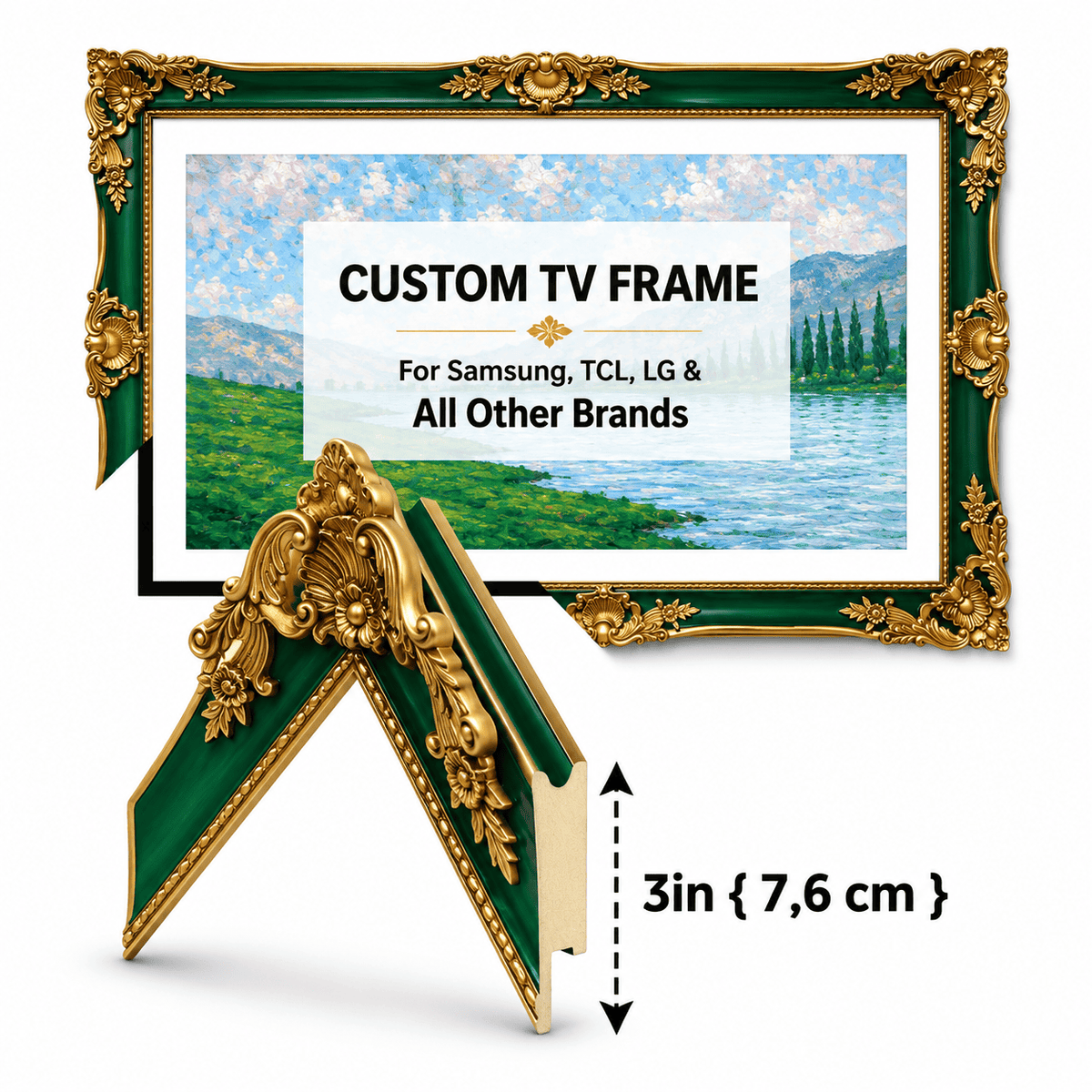 Emerald & Gold Antique TV Frame for Samsung Frame