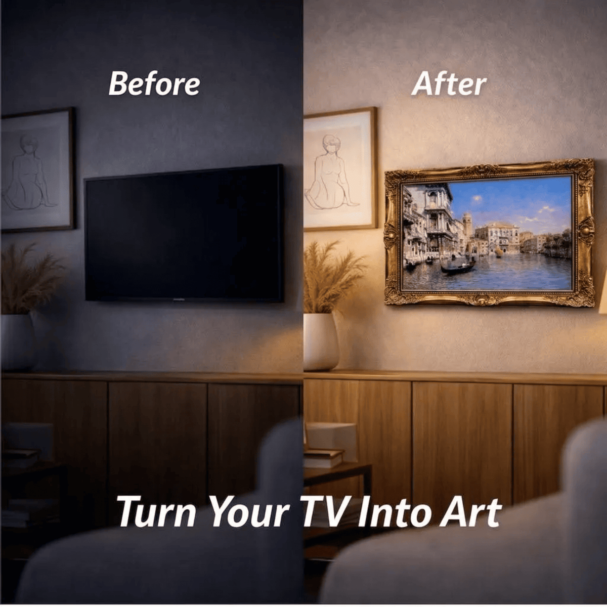 Antique Style Living Room Decor |Ornate Gold TV Frame U88881NV