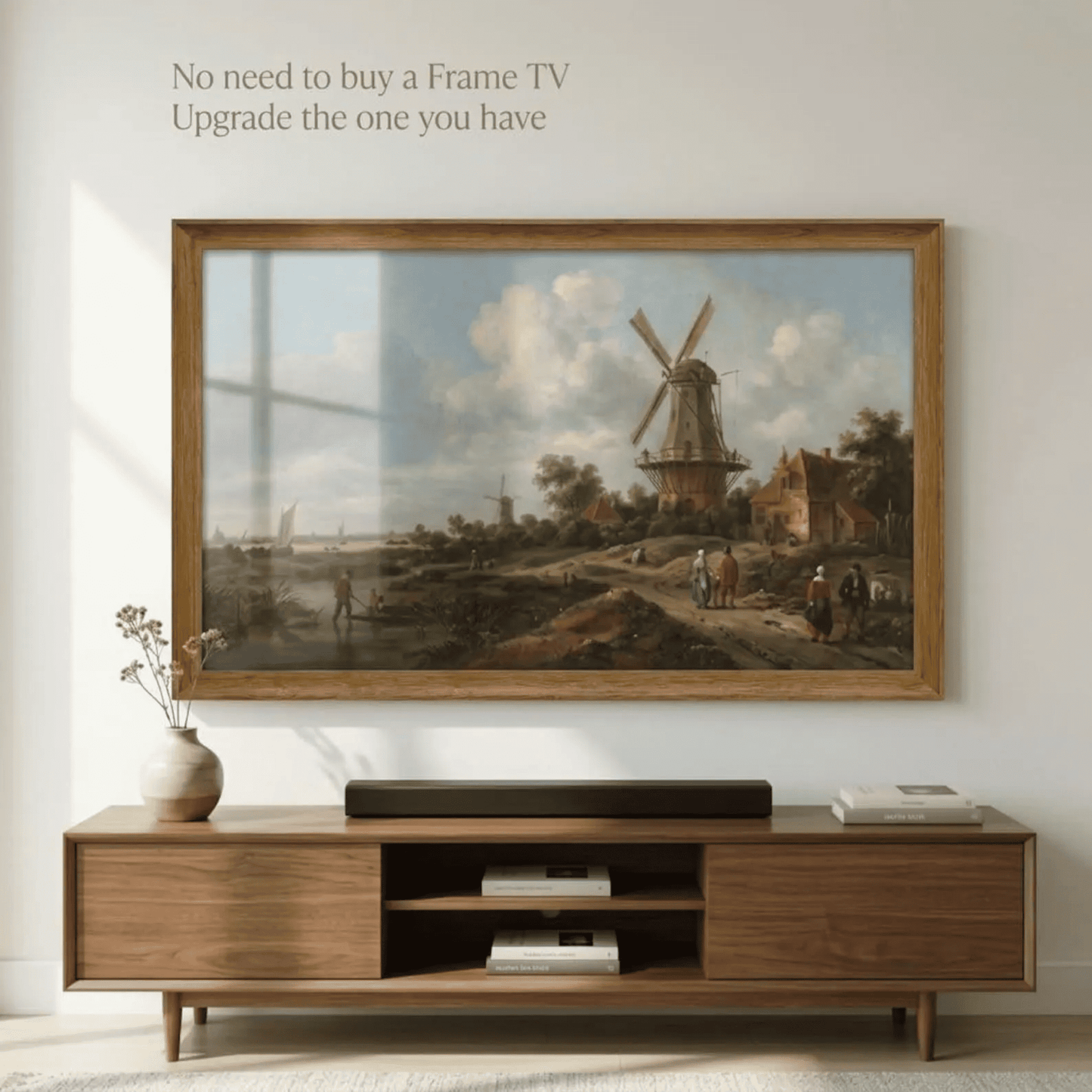 Modern Wood Look TV Frame, Minimalist TV Decor, Transform TV Into Art Frame