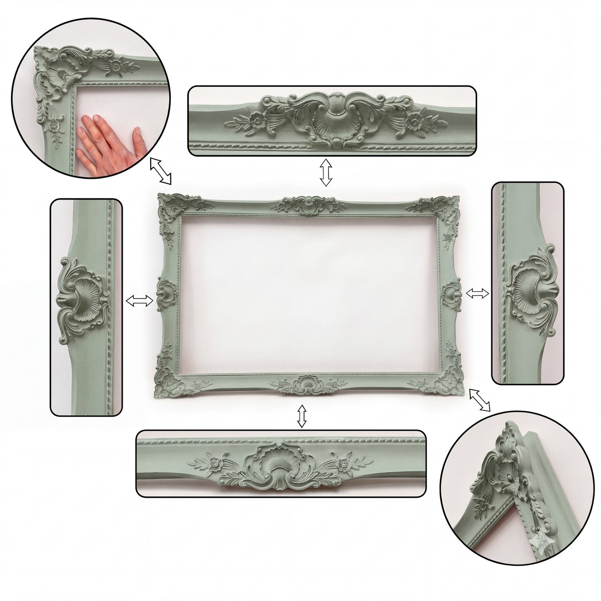 Antique Mint Green Ornate Baroque Wall Frame – Vintage Decorative Picture & Mirror Frame