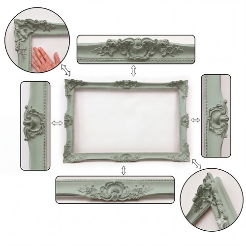 Antique Mint Green Ornate Baroque Wall Frame – Vintage Decorative Picture & Mirror Frame