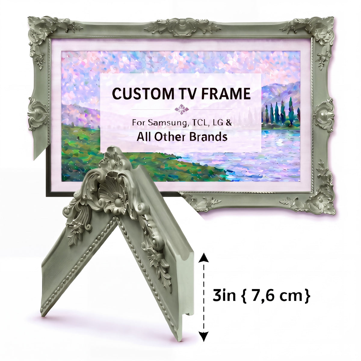 Antique Mint Green Ornate Baroque Wall Frame – Vintage Decorative Picture & Mirror Frame