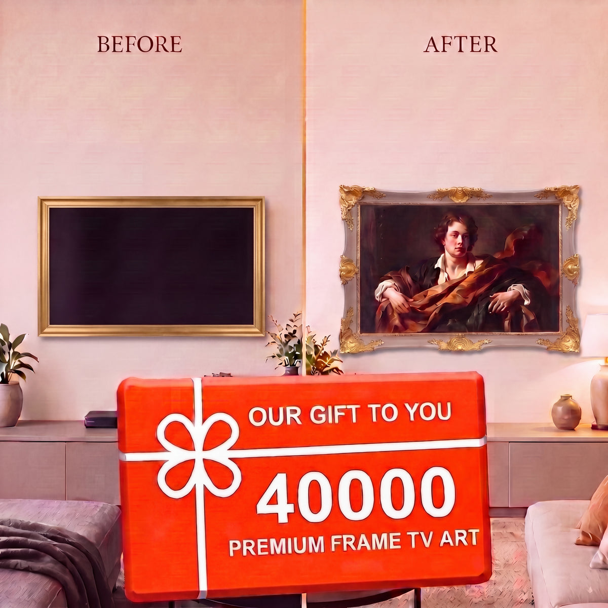 Classic Custom TV Frame, Ornamental TV Bezel for Any Brand, Handmade, Custom Size & Color