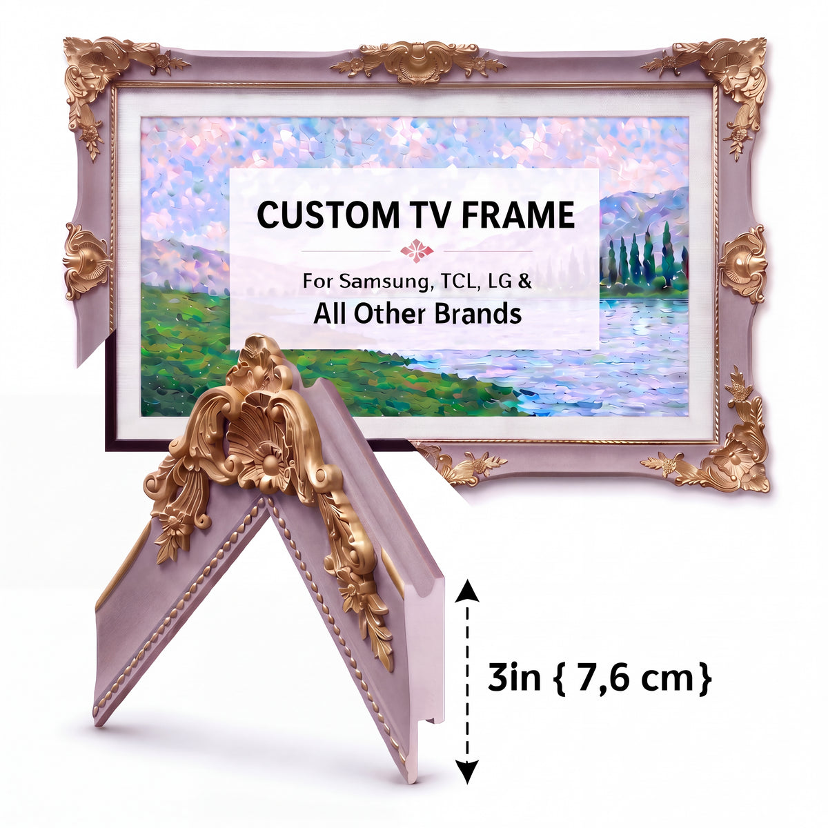 Lavender Grey& Antique Gold TV Frame