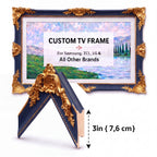 Luxury Baroque TV Frame in Deep Midnight Navy & Antique Gold – Handmade Custom Fit for All TV Brands