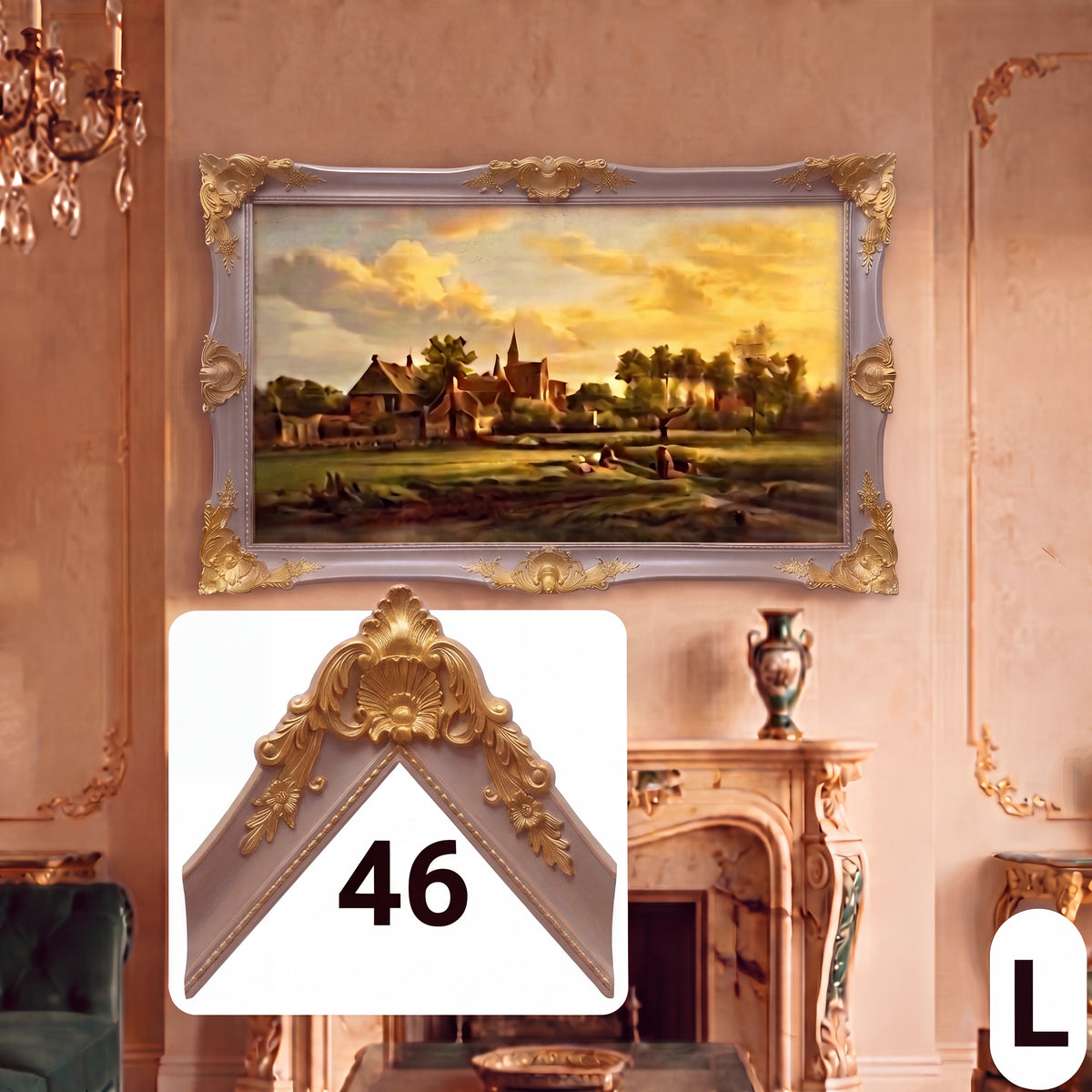 Antique Gold & Warm Taupe Custom TV Frame – Baroque Style TV Frame for Samsung Frame, LG, Sony