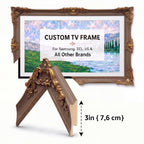 Vintage Taupe TV Frame for Samsung Frame & All TV Brands (LG, TCL, Roku), Luxurious Carved Baroque & French Country Style