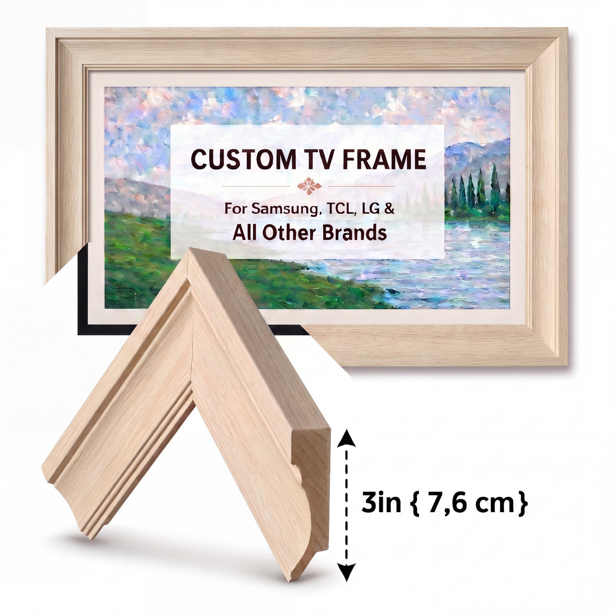 Frame tv frame | Light Oak TV Frame | Custom Size TV Frame | Modern Wall Art TV Decor | U4506NV
