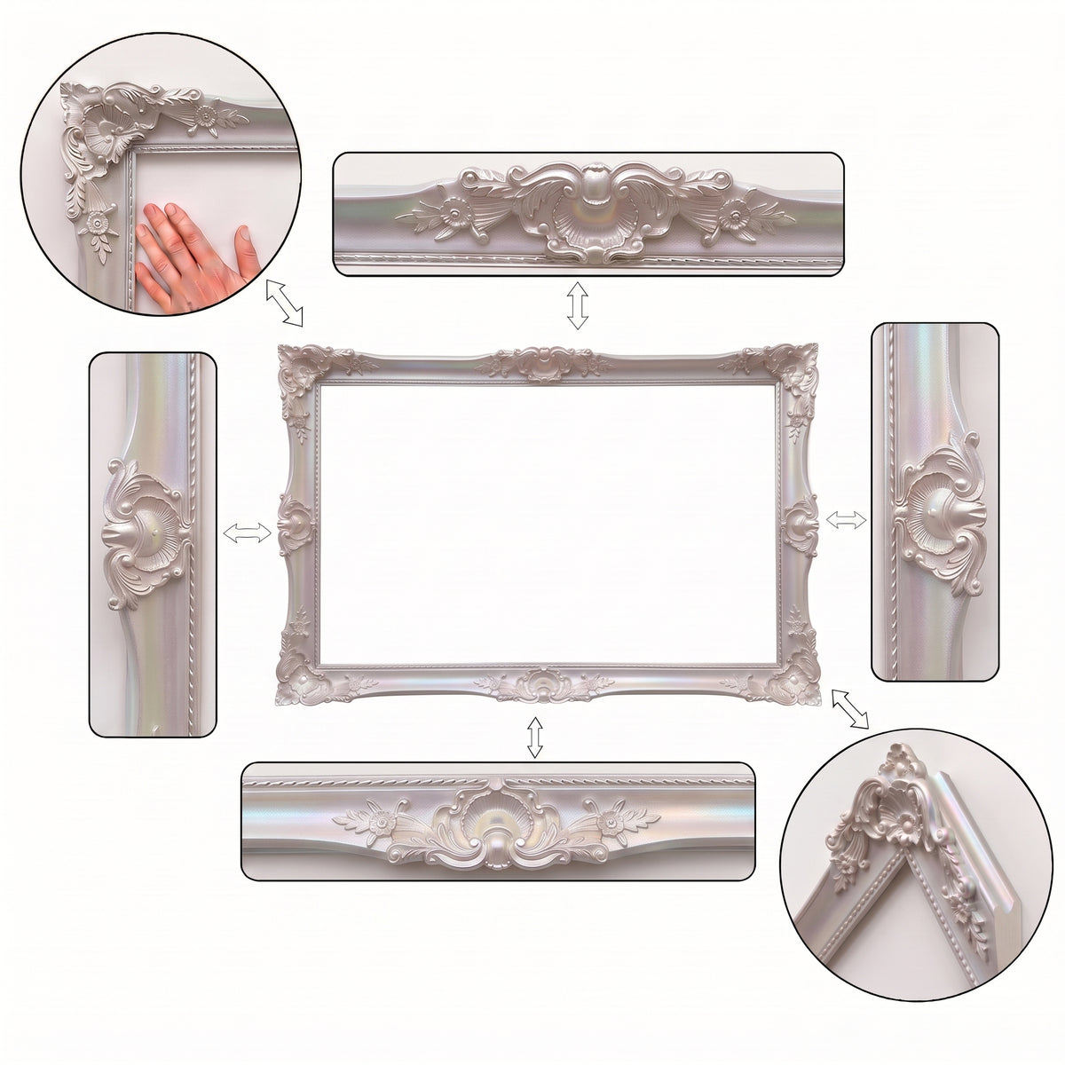 Custom Pearl White TV Frame for Samsung The Frame, LG & TCL - Ornate Antique Style