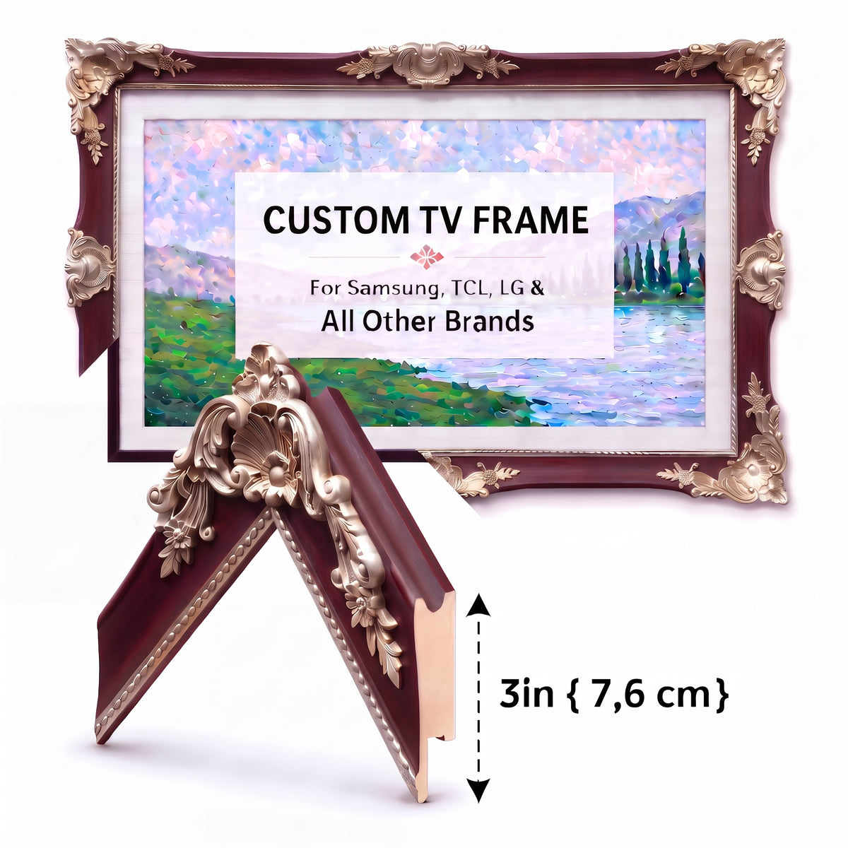 Classic Baroque TV Frame – Elegant Decorative Bezel for Modern & Art Mode TVs