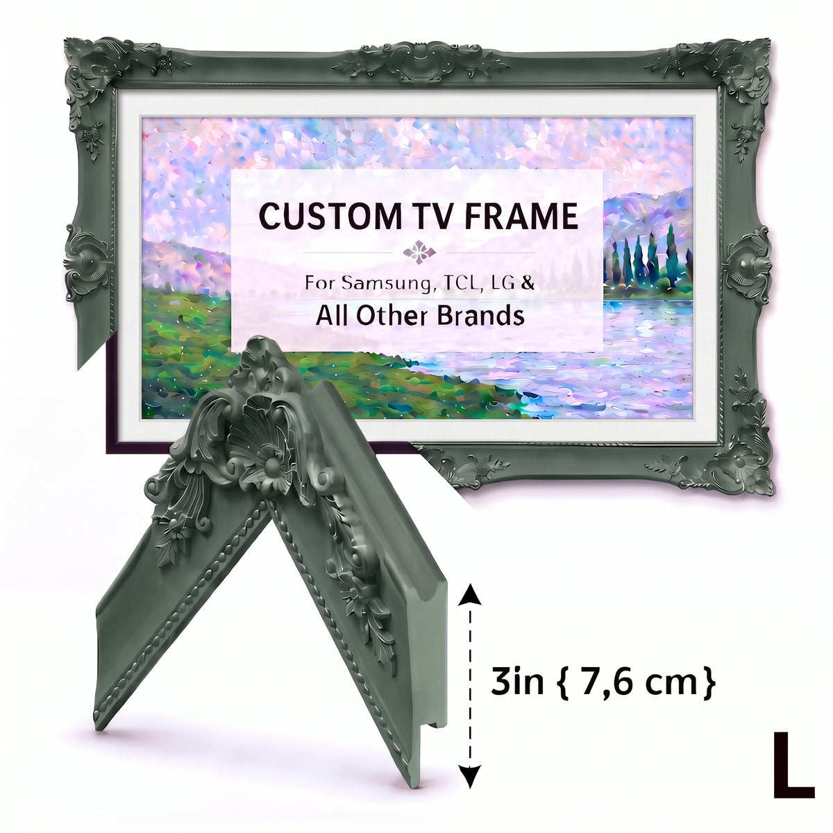 Sage Green Ornate Classic TV Frame