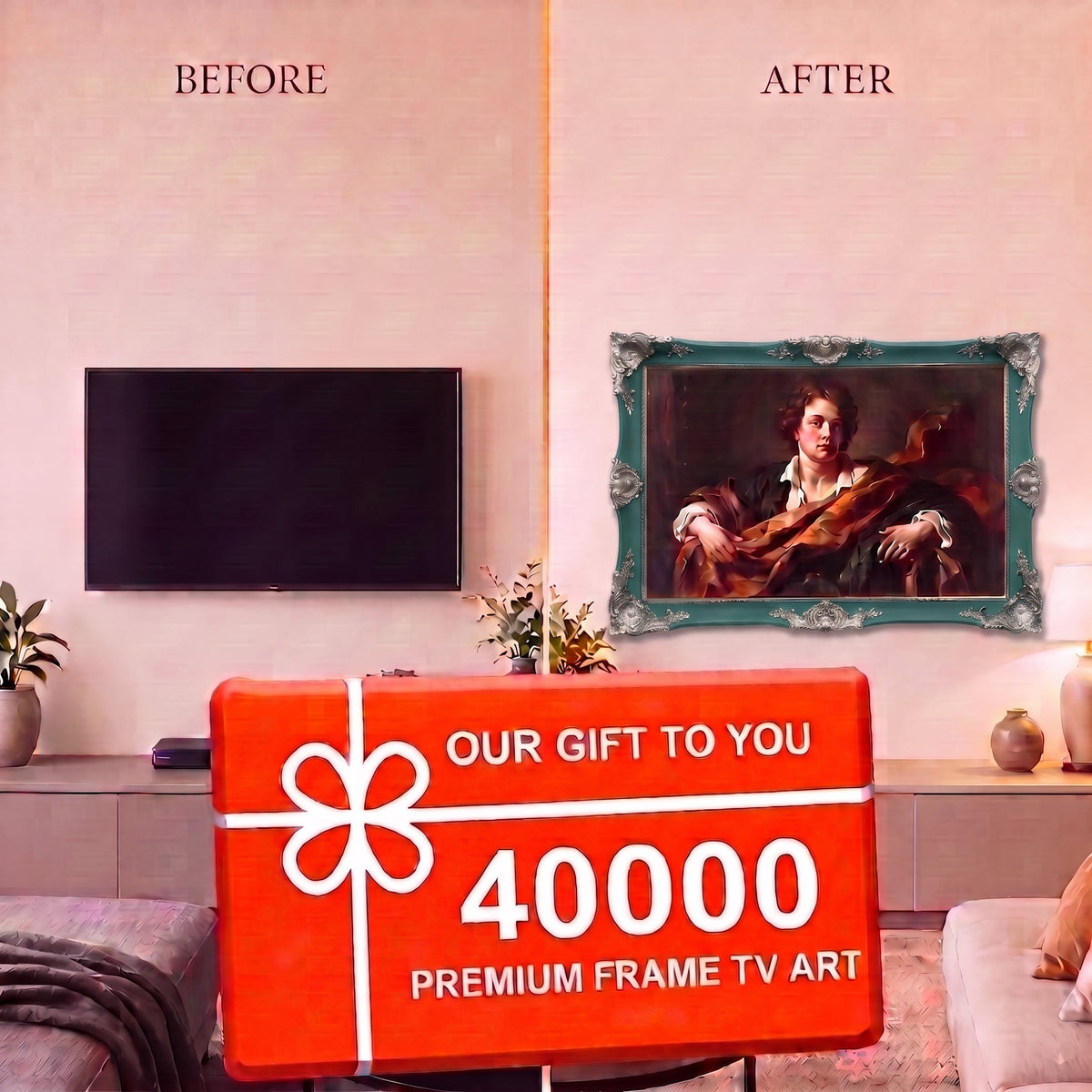 Handcrafted Ornate TV Frame – Timeless Classic Decorative Frame for Any Television